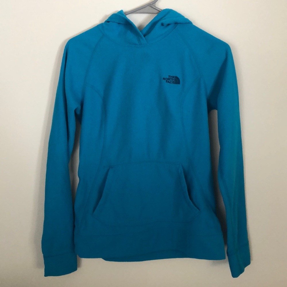 The North Face Blue ribbed hoodie